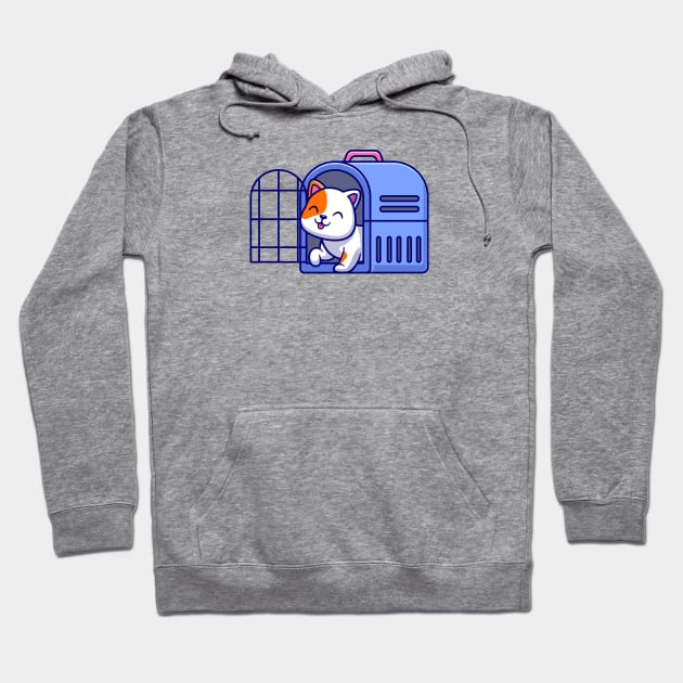 Cute Cat In Pet Cargo Cartoon Hoodie by Catalyst Labs